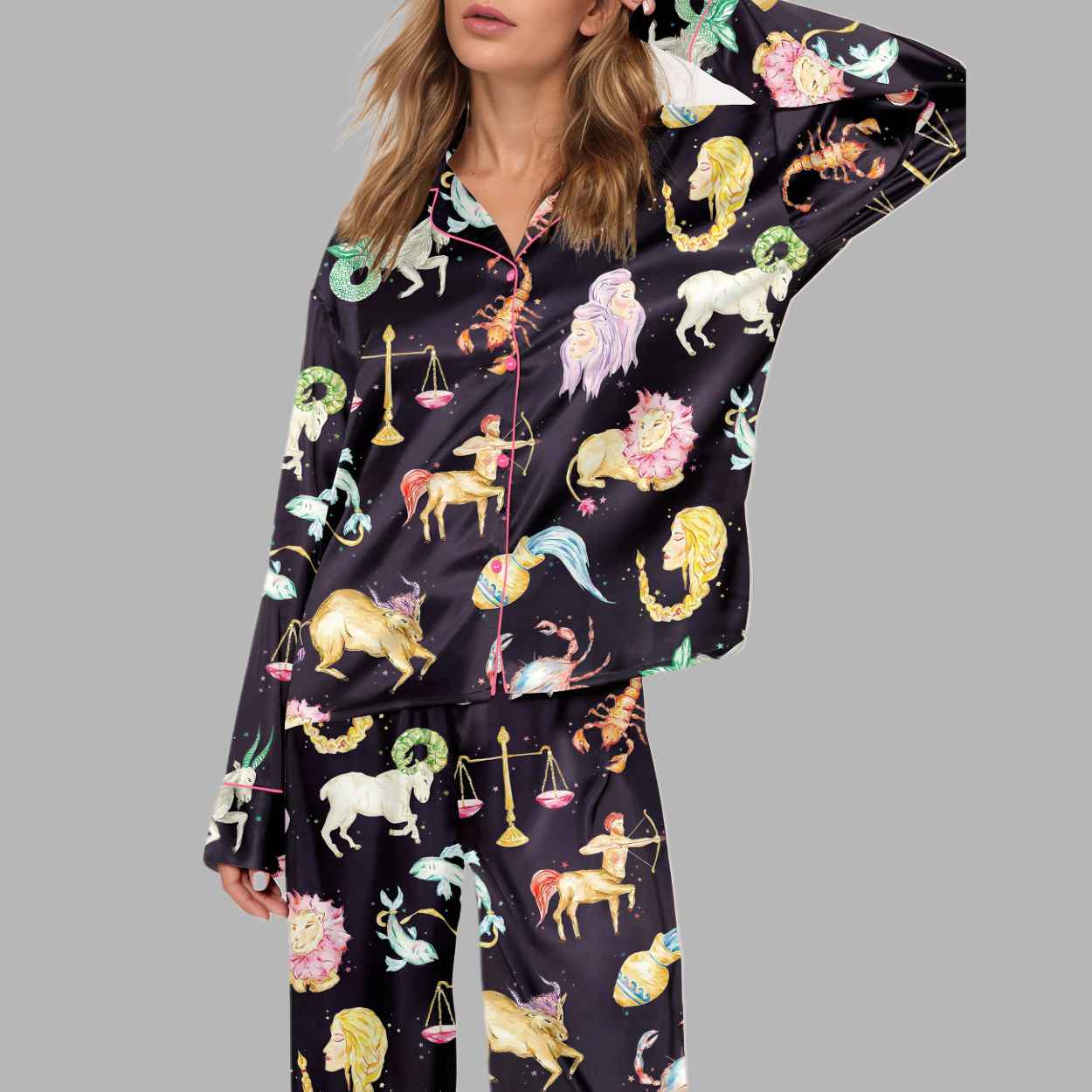 12 Zodiac Signs Silky Satin Pajama Set 1 12 Zodiac Signs Silky Satin Pajama Set 1
