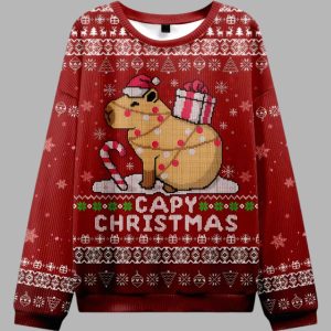 Capy Claus is Coming Christmas Ugly Sweater 1