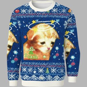 I Cant Sad Cat Christmas Ugly Sweater 1