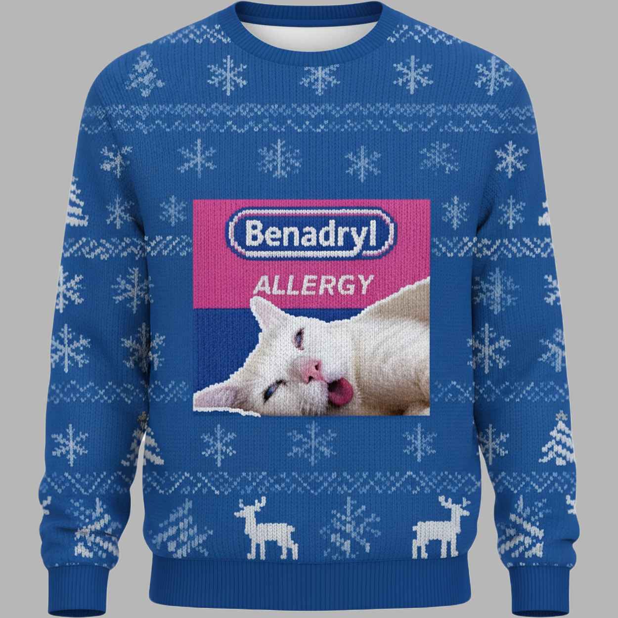 Benadryl Allergy Cat Christmas Ugly Sweater 1 Benadryl Allergy Cat Christmas Ugly Sweater 1