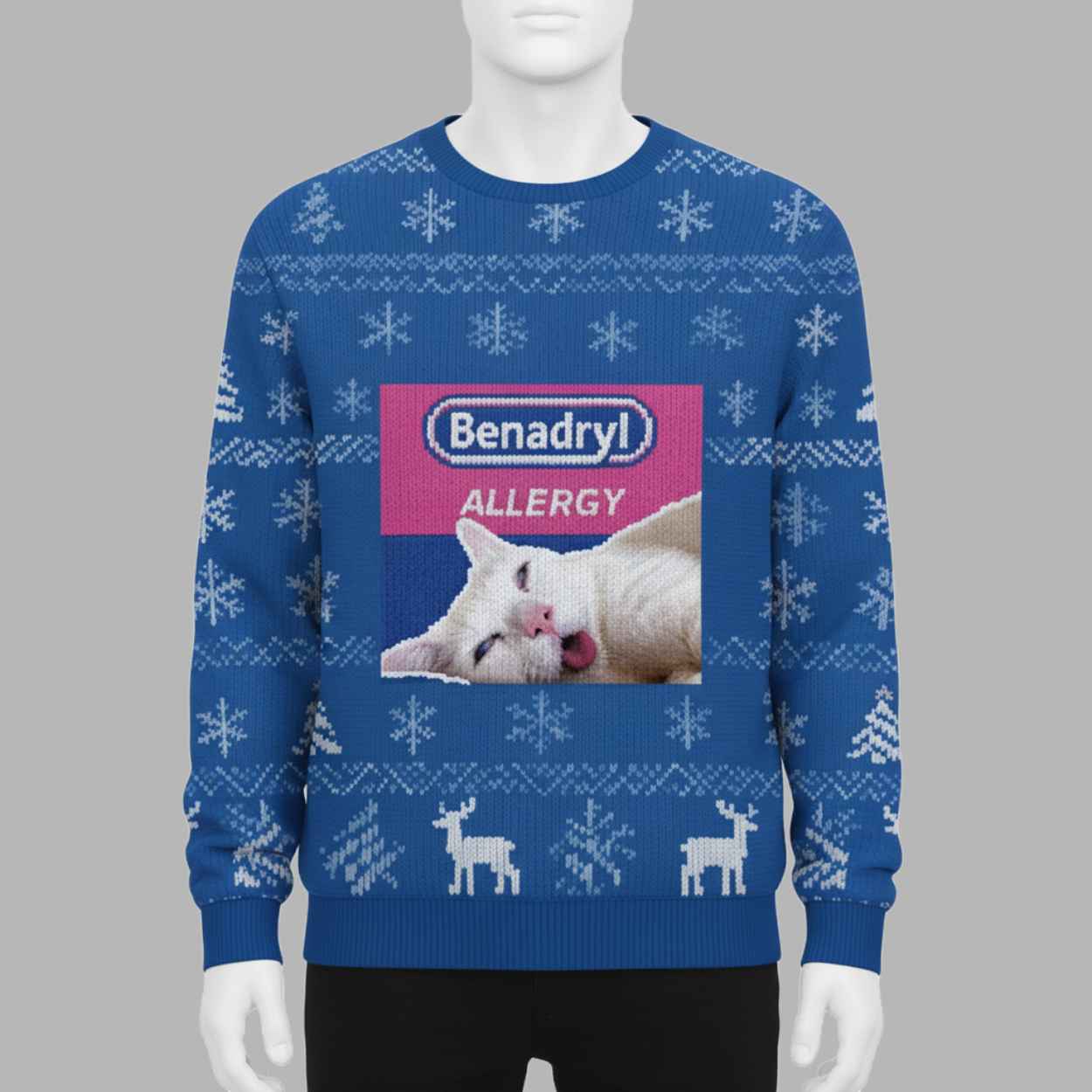 Benadryl Allergy Cat Christmas Ugly Sweater 2 Benadryl Allergy Cat Christmas Ugly Sweater 2