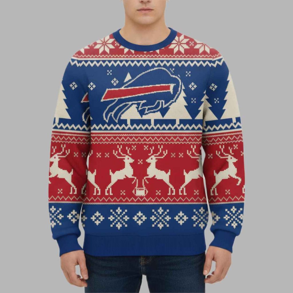 Bills Reindeer Football Christmas Ugly Sweater 2