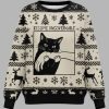 Black Cat Biting Christmas Ugly Sweater 4 Black Cat Biting Christmas Ugly Sweater 1