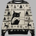 Black Cat Biting Christmas Ugly Sweater