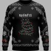Black Cat Tangled Up on Christmas Lights Christmas Ugly Sweater 1
