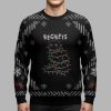 Black Cat Tangled Up on Christmas Lights Christmas Ugly Sweater 2