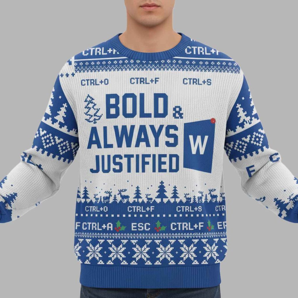 Bold Always Justified Word Christmas Ugly Sweater 2