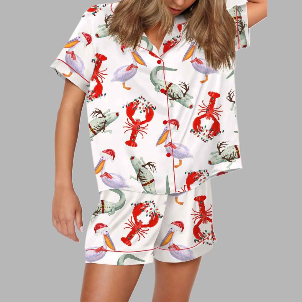 Cajun Louisiana Christmas Silky Satin Pajama Set