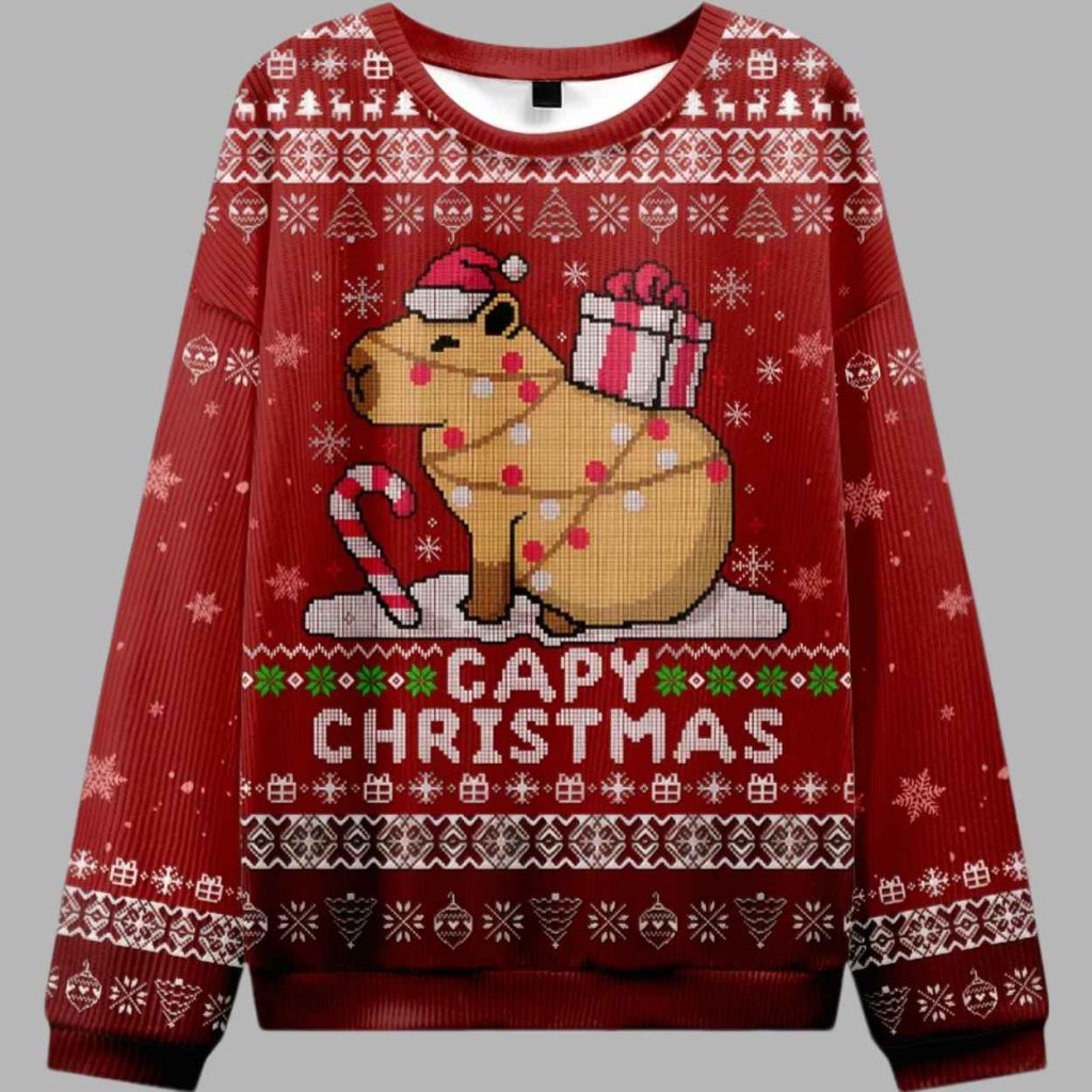 Capy Claus is Coming Christmas Ugly Sweater 2