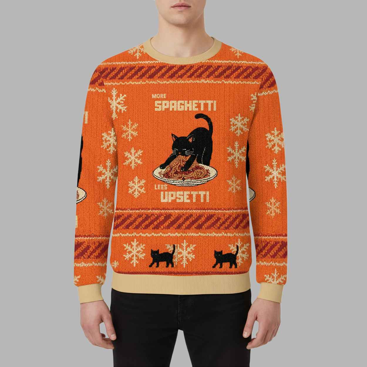 Cat Eating Spaghetti Funny Christmas Ugly Sweater 2 Cat Eating Spaghetti Funny Christmas Ugly Sweater 2
