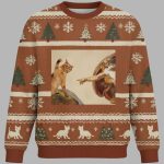 Cat God Creation Of Adam Meme Christmas Ugly Sweater