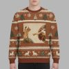 Cat God Creation Of Adam Meme Christmas Ugly Sweater 2