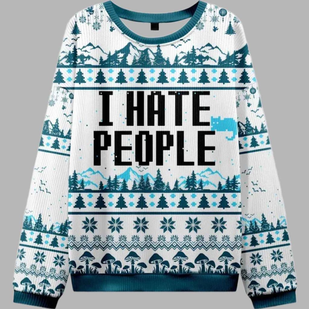 Cat Hate People Funny Christmas Ugly Sweater 2