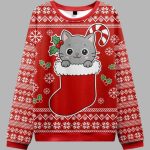 Cat In The Sock Christmas Ugly Sweater