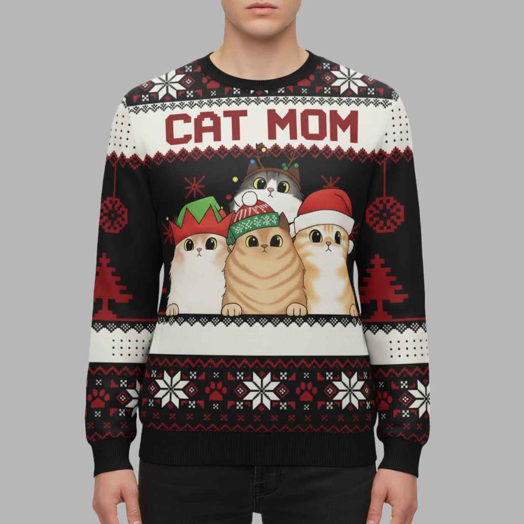 Cat Mom Cat Dad Christmas Ugly Sweater 2