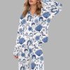 Chinoiserie Floral Bobs Burgers Silky Satin Pajama Set 1