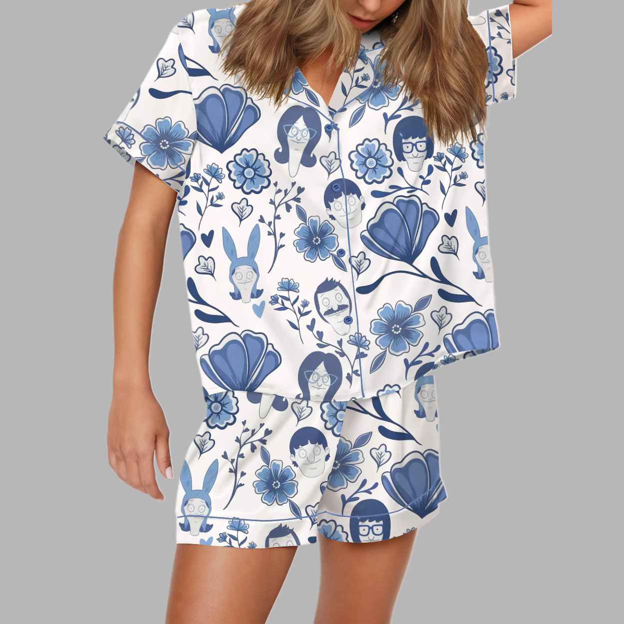 Chinoiserie Floral Bobs Burgers Silky Satin Pajama Set 4 Chinoiserie Floral Bobs Burgers Silky Satin Pajama Set 4