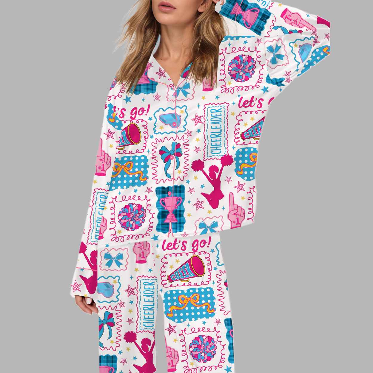 Coquette Cheer Silky Satin Pajama Set 1 Coquette Cheer Silky Satin Pajama Set 1