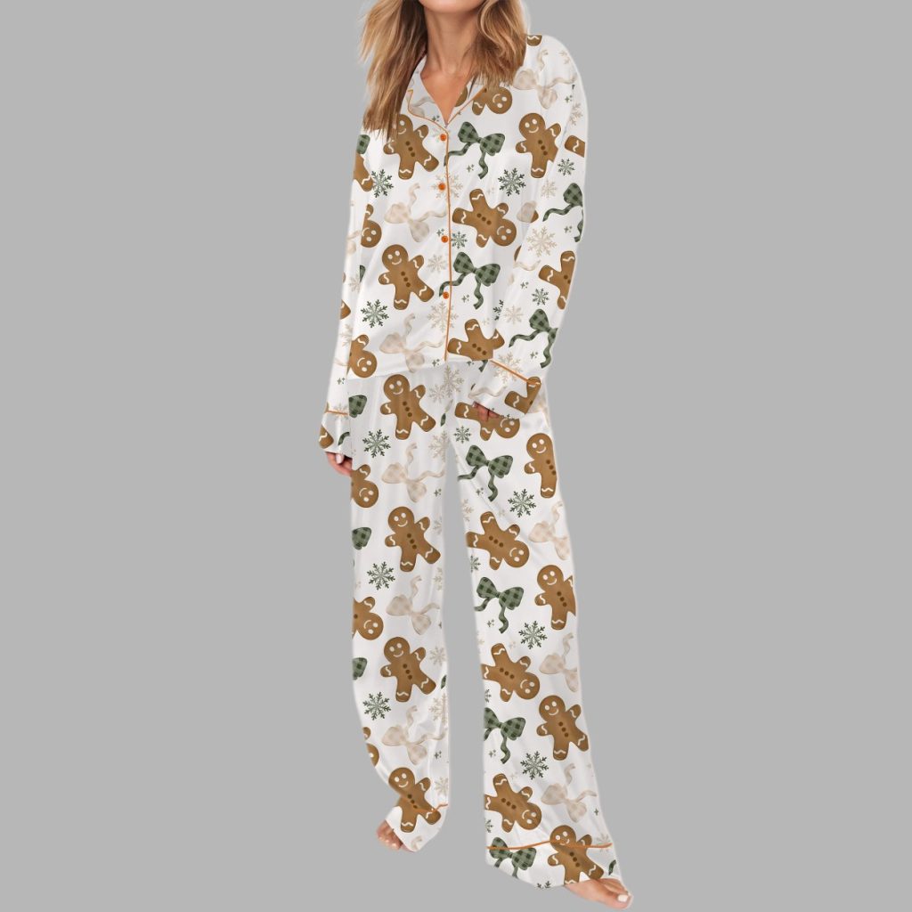 Coquette Gingerbread Men Silky Satin Pajama Set