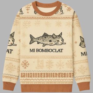 Bomboclat Fish Cat Meme Ugly Christmas Sweater