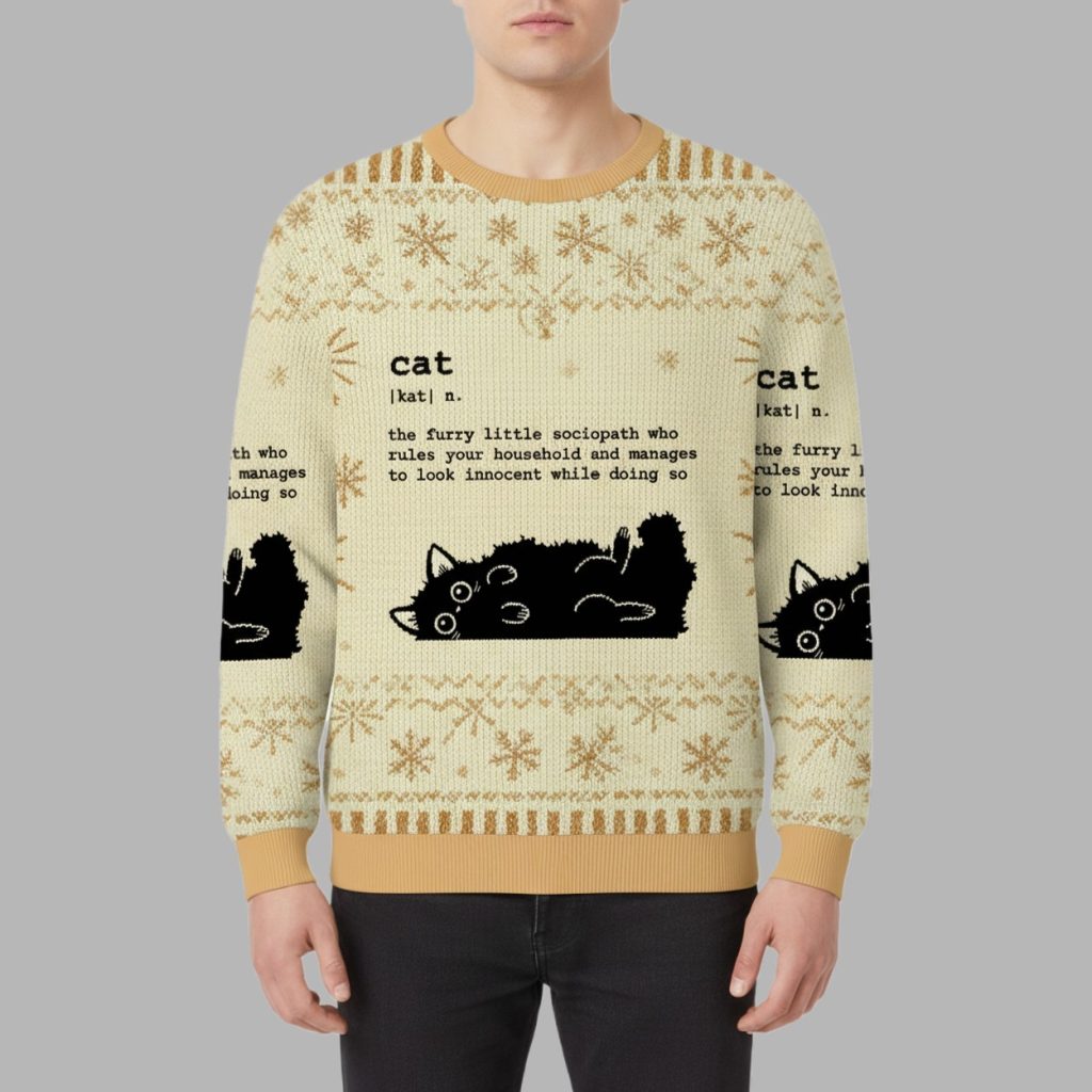 Definition Of Cat Funny Christmas Ugly Sweater 2