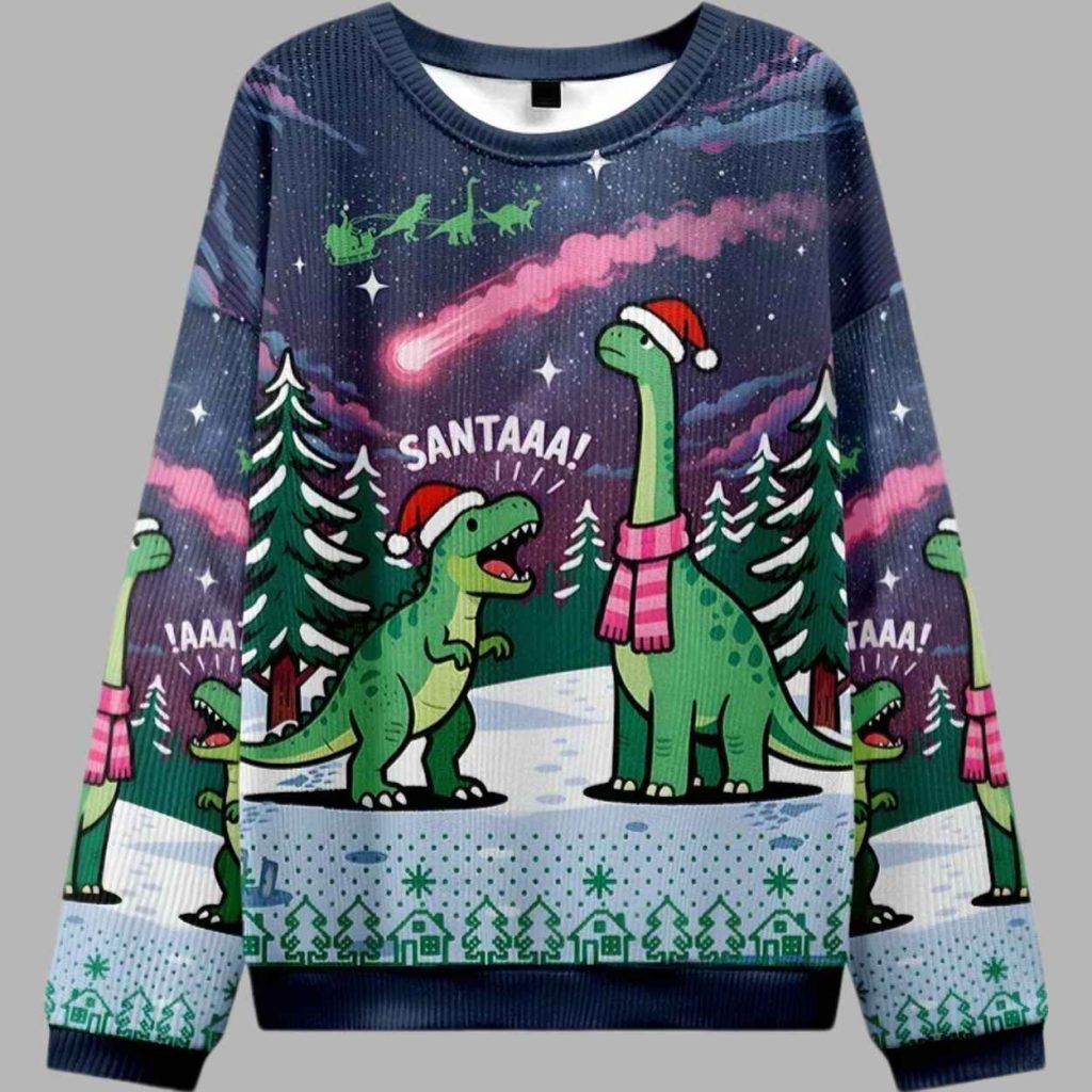 Dinosaur Era Christmas Ugly Sweater 2