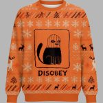 Disobey Cat Christmas Ugly Sweater