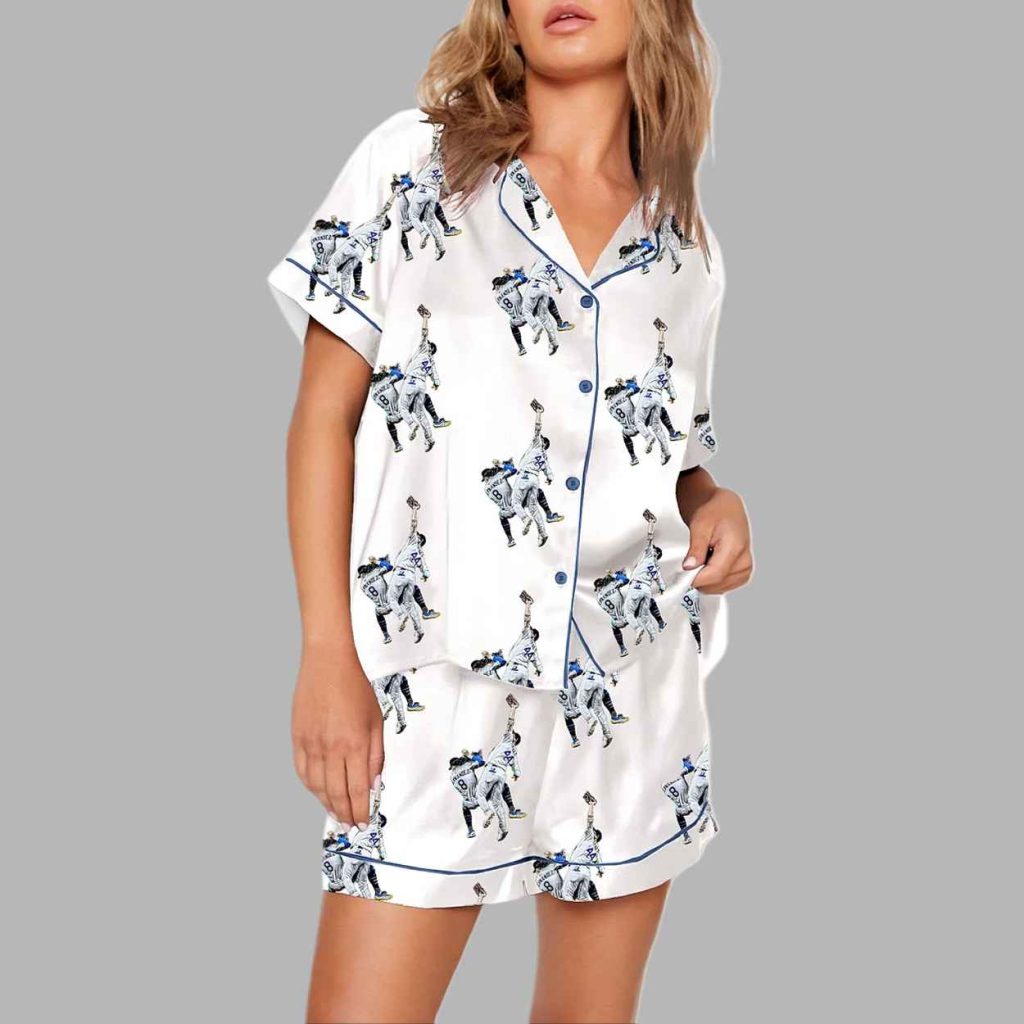 Dodgers Andy Pages Kike Hernandez Outfield Catch Baseball Pajama Set 3