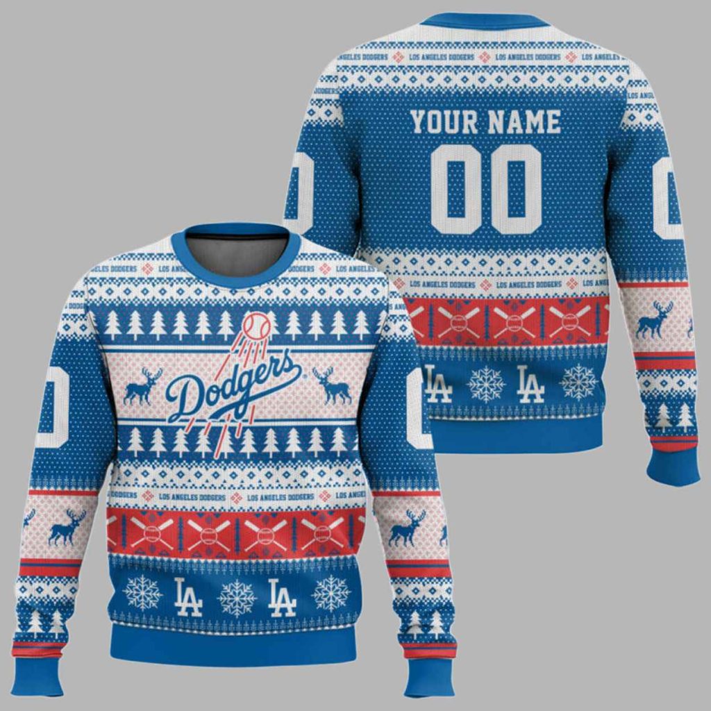 Dodgers Custom Name And Number Ugly Sweater 3 Dodgers Custom Name And Number Ugly Sweater 3