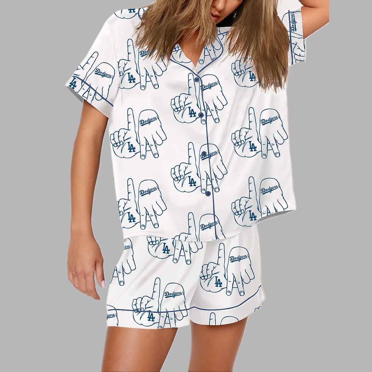 Dodgers Hand Sign Retro Baseball Fan Pajama Set 1 Dodgers Hand Sign Retro Baseball Fan Pajama Set 2