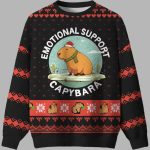 Emotional Support Capybara Ugly Christmas Sweater