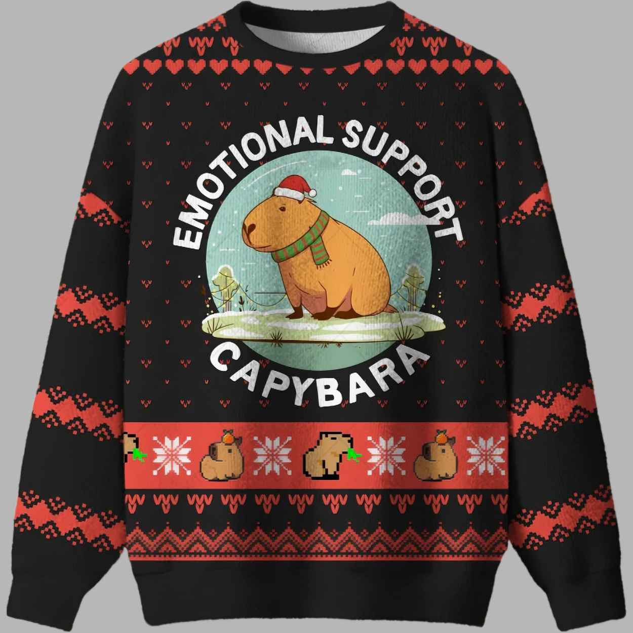 Emotional Support Capybara Ugly Christmas Sweater 2 Emotional Support Capybara Ugly Christmas Sweater 2