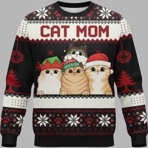 Cat Mom Cat Dad Christmas Ugly Sweater 1