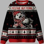 Festive But Feral Ugly Christmas Sweater