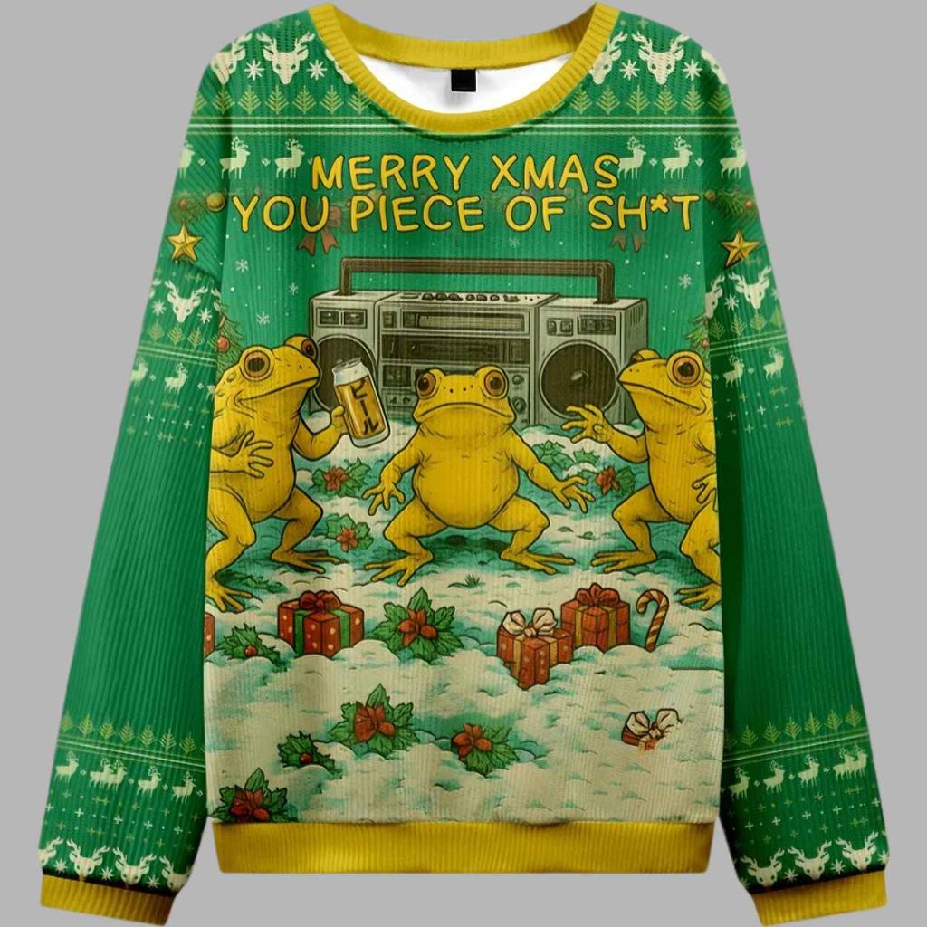Froggy Xmas Mayhem No Rules Allowed Christmas Ugly Sweater 2