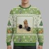 Funny Cute Rat Weightlifting Meme Christmas Ugly Sweater 2