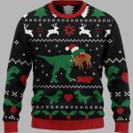 Funny T-Rex Dinosaur Christmas Ugly Sweater