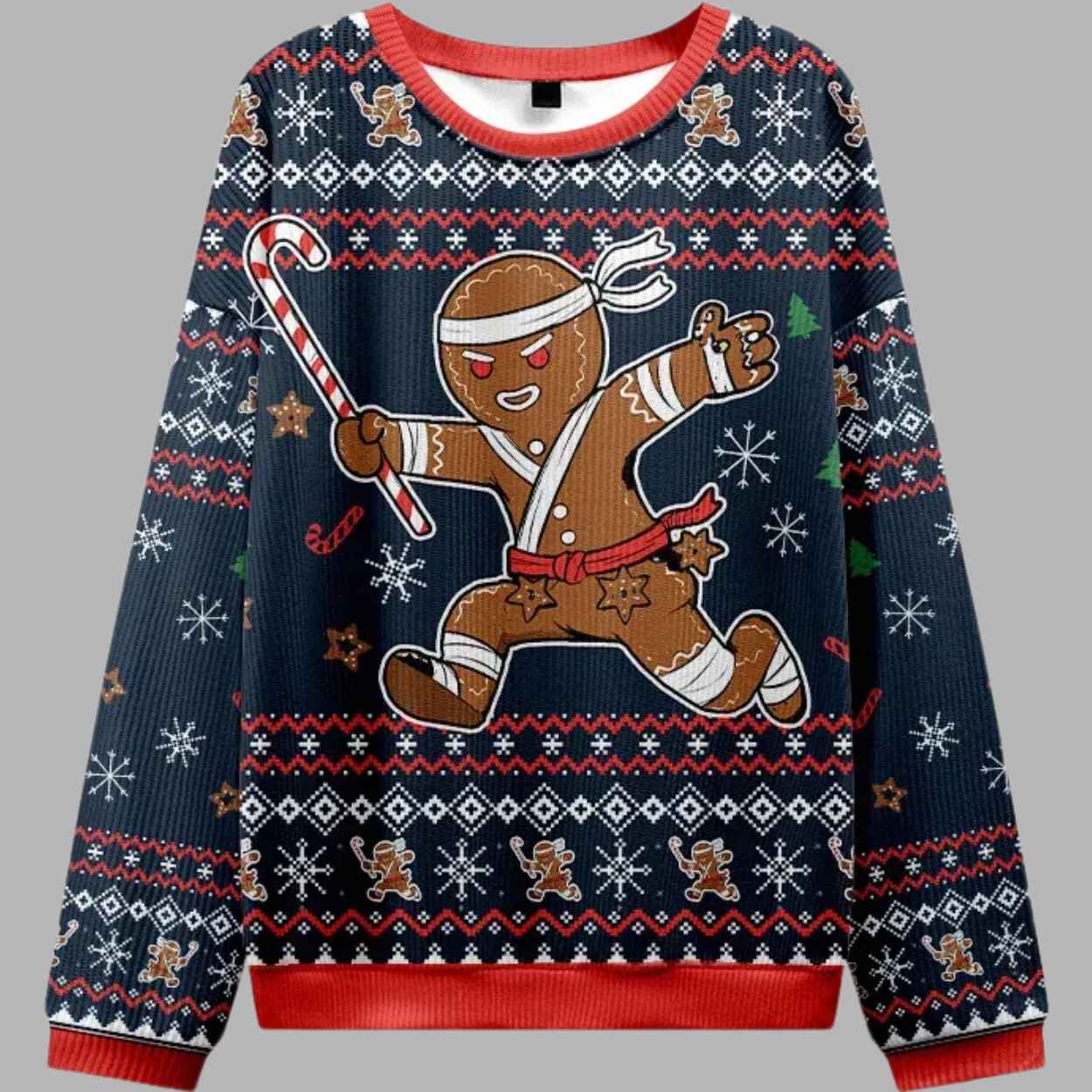 Gingerbread Man Japanese Samurai Christmas Ugly Sweater 1 Gingerbread Man Japanese Samurai Christmas Ugly Sweater 1