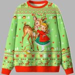 Girl Reindeer Ugly Christmas Sweater