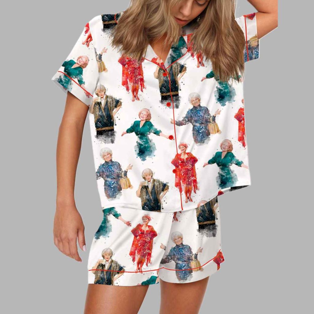 Golden Girls Watercolor Silky Satin Pajama Set 4