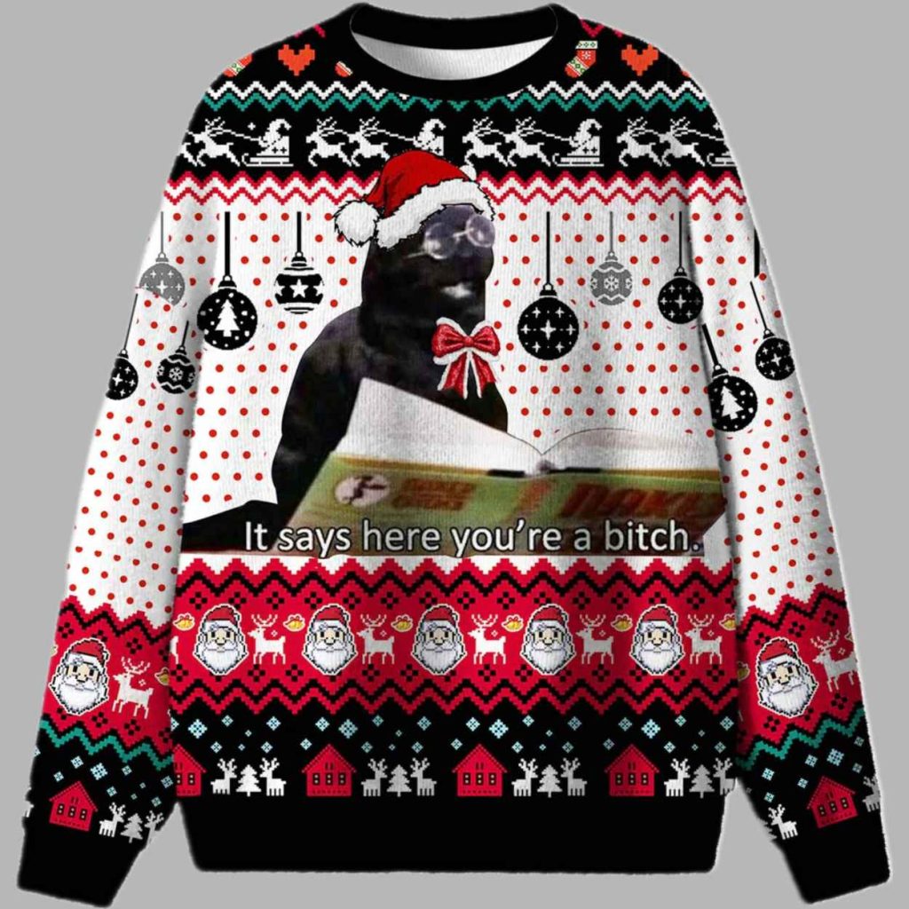 It Says Here Youre A Bicth Ugly Christmas Sweater 2