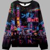 Japanese Street Scene Christmas Ugly Sweater 1