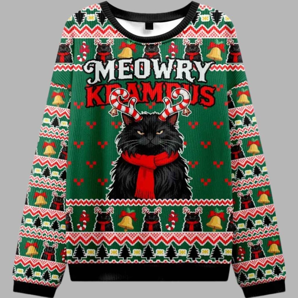 Krampus Black Cat Christmas Ugly Sweater 2