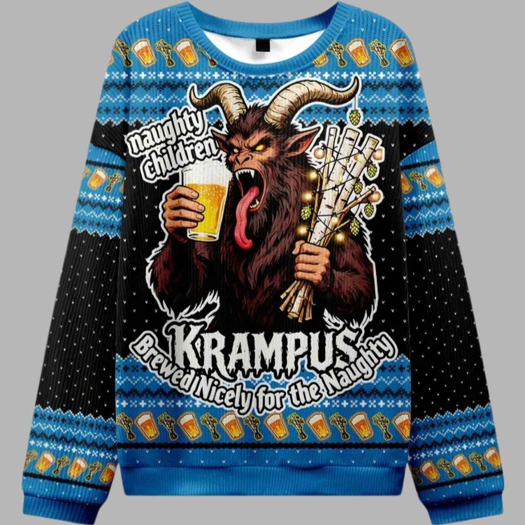 Krampus Drinking Beer Christmas Ugly Sweater 2