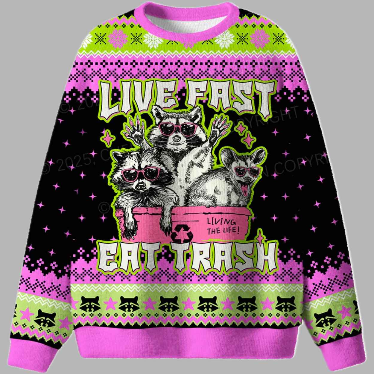 Live Fast Eat Trash Ugly Christmas Sweater 1 Live Fast Eat Trash Ugly Christmas Sweater 1