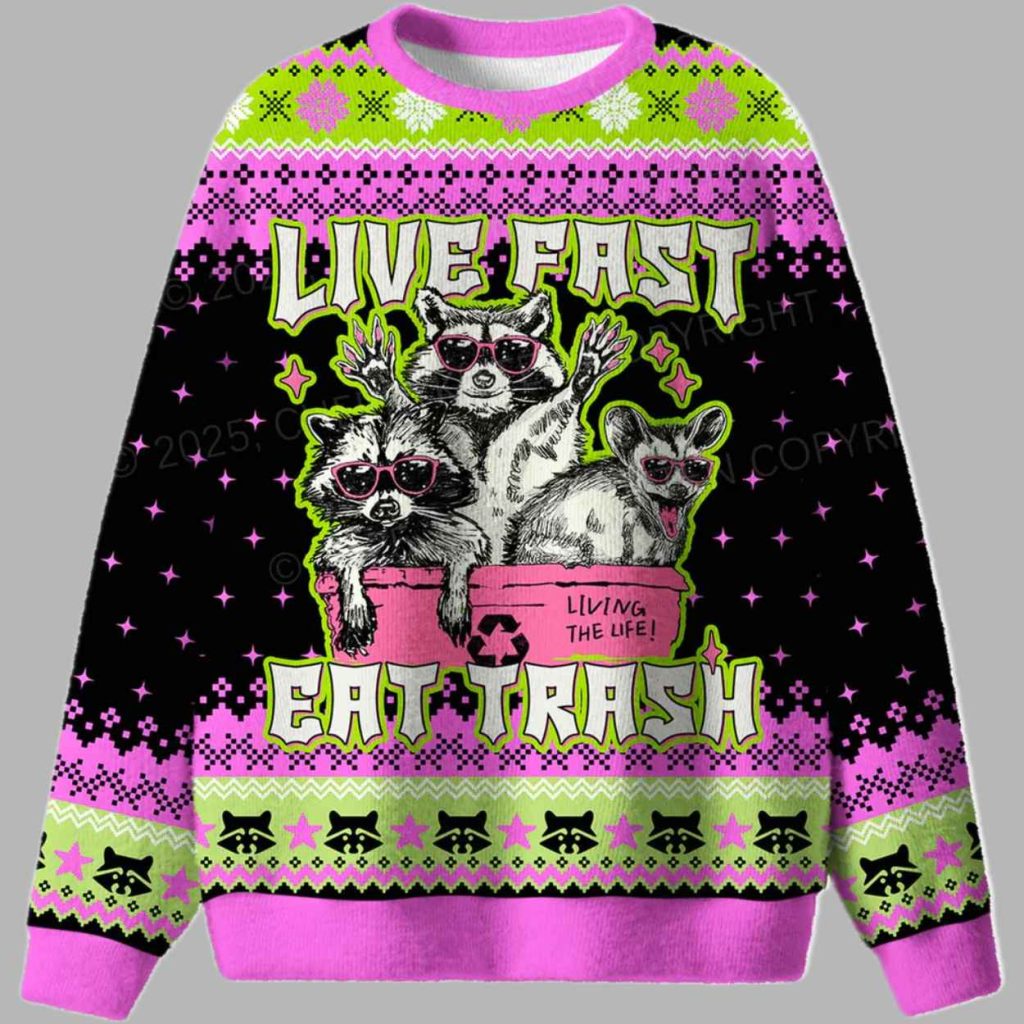 Live Fast Eat Trash Ugly Christmas Sweater 2 Live Fast Eat Trash Ugly Christmas Sweater 2