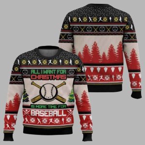 All I Want For Christmas Is Baseball Ugly Christmas Sweater 1