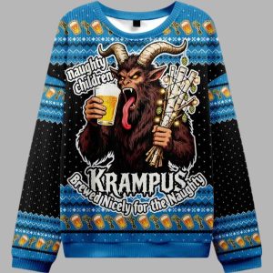 Krampus Drinking Beer Christmas Ugly Sweater 1