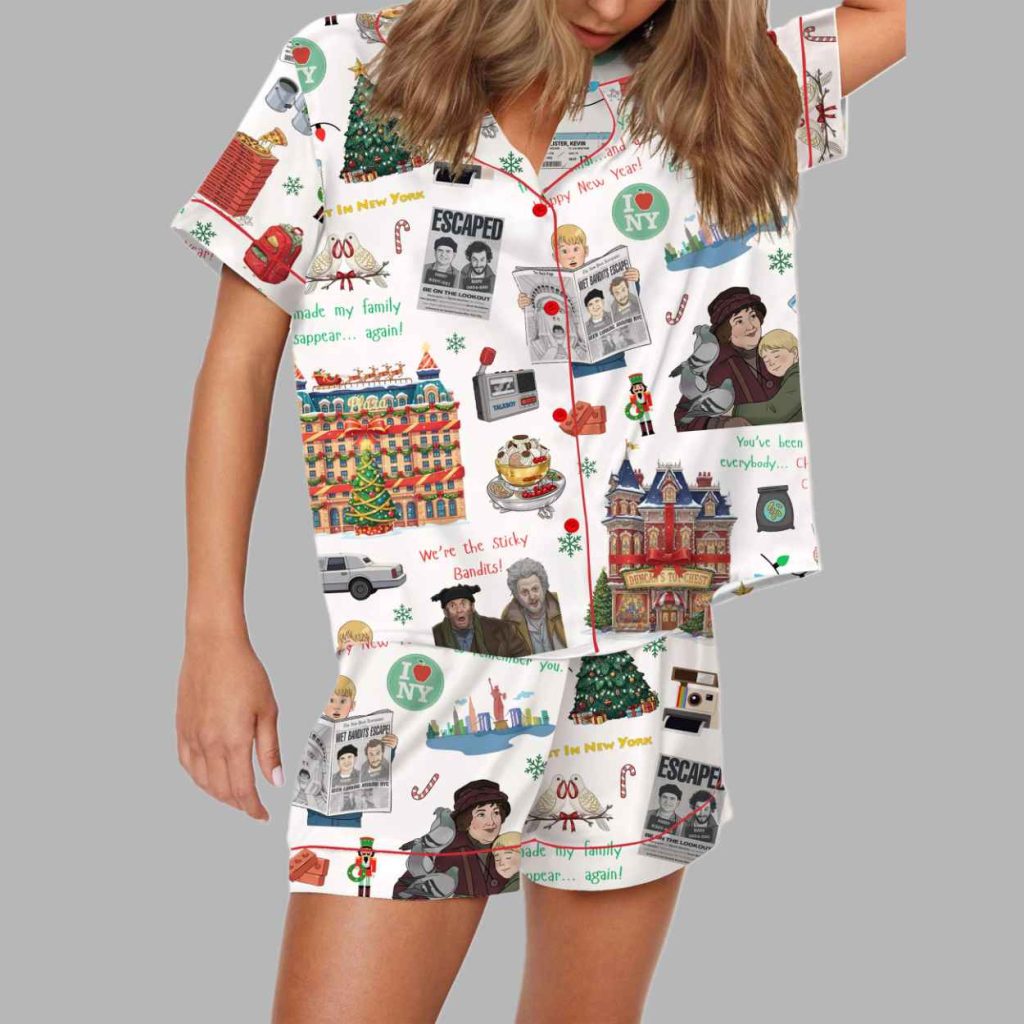 McCallister Home Security Christmas Movie Silky Satin Pajama Set 4 McCallister Home Security Christmas Movie Silky Satin Pajama Set 4