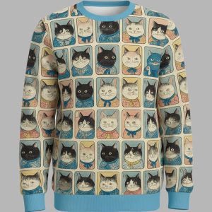 Many Cats Are Watching You Christmas Ugly Sweater 1